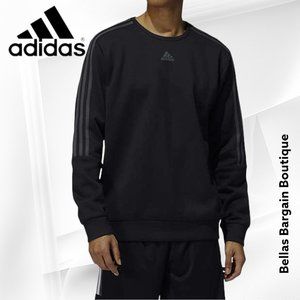 Adidas Men's Long Sleeve 3 Stripe Fleece Crew Sweatshirt Pullover NWT